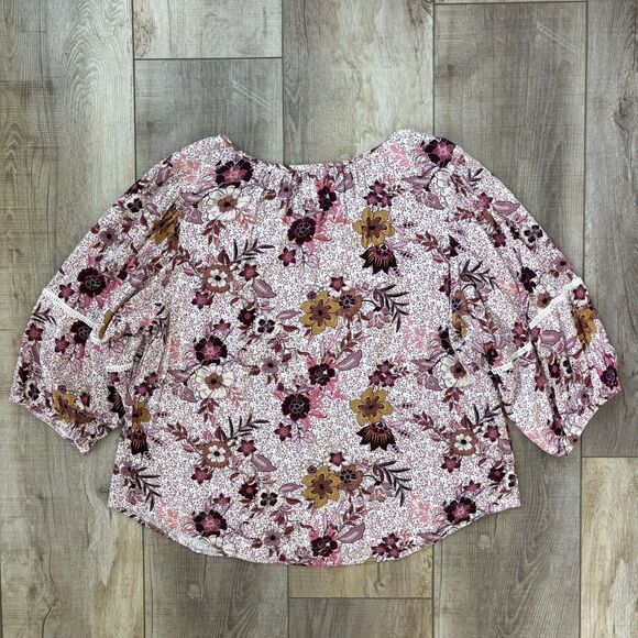 Knox Rose Womens Floral Peasant Top Size XXL Cottagecore Boho Fairy Hippie Flowy - Picture 7 of 11